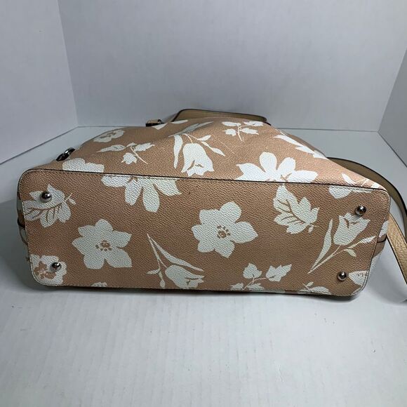 Lauren Ralph Lauren Amberly Dome Floral Satchel Tan/White - Picture 5 of 16